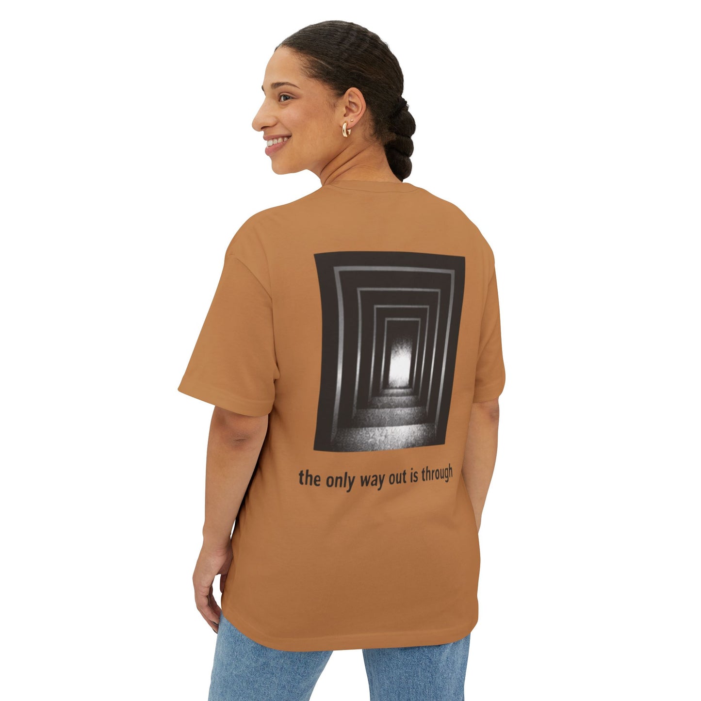 Graphic Tee — 'The Only Way Out Is Through' Monochrome Tunnel Tee