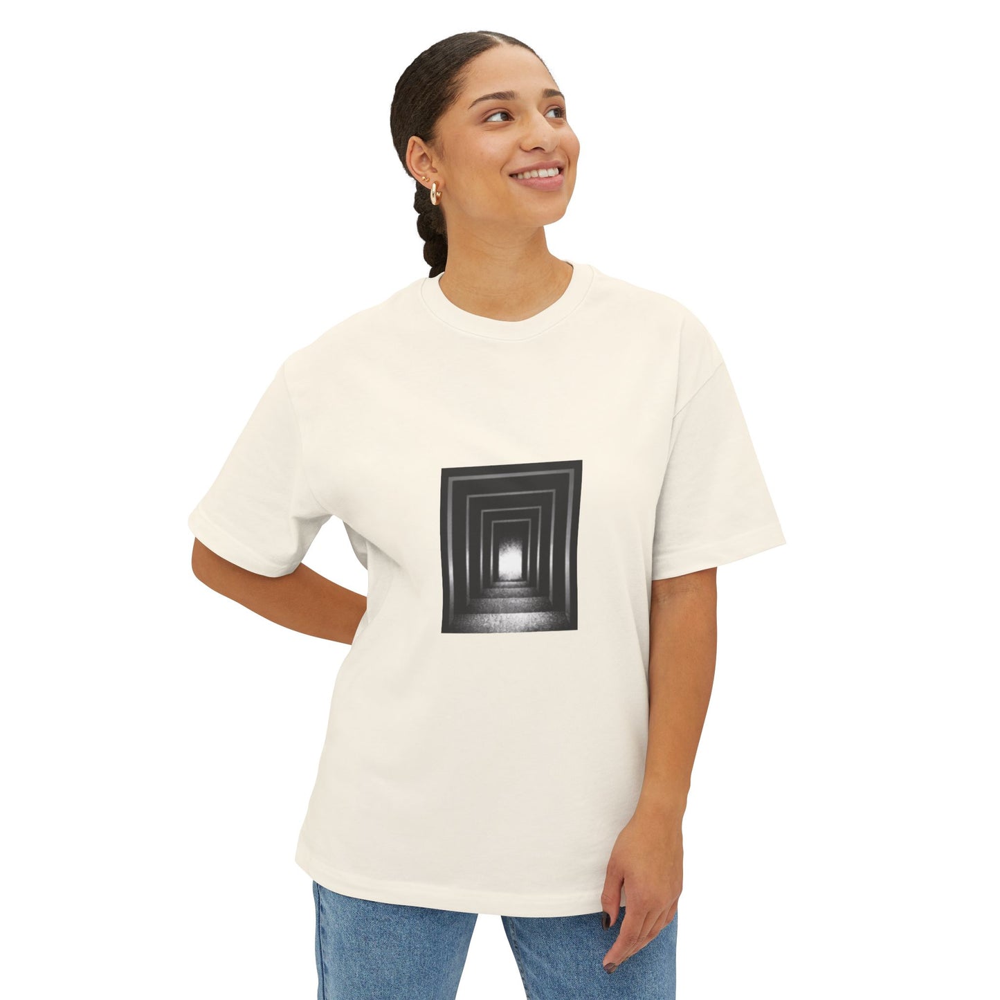 Graphic Tee — 'The Only Way Out Is Through' Monochrome Tunnel Tee