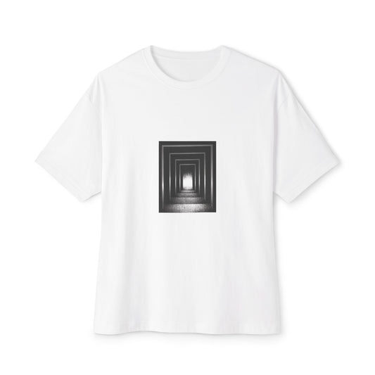 Graphic Tee — 'The Only Way Out Is Through' Monochrome Tunnel Tee