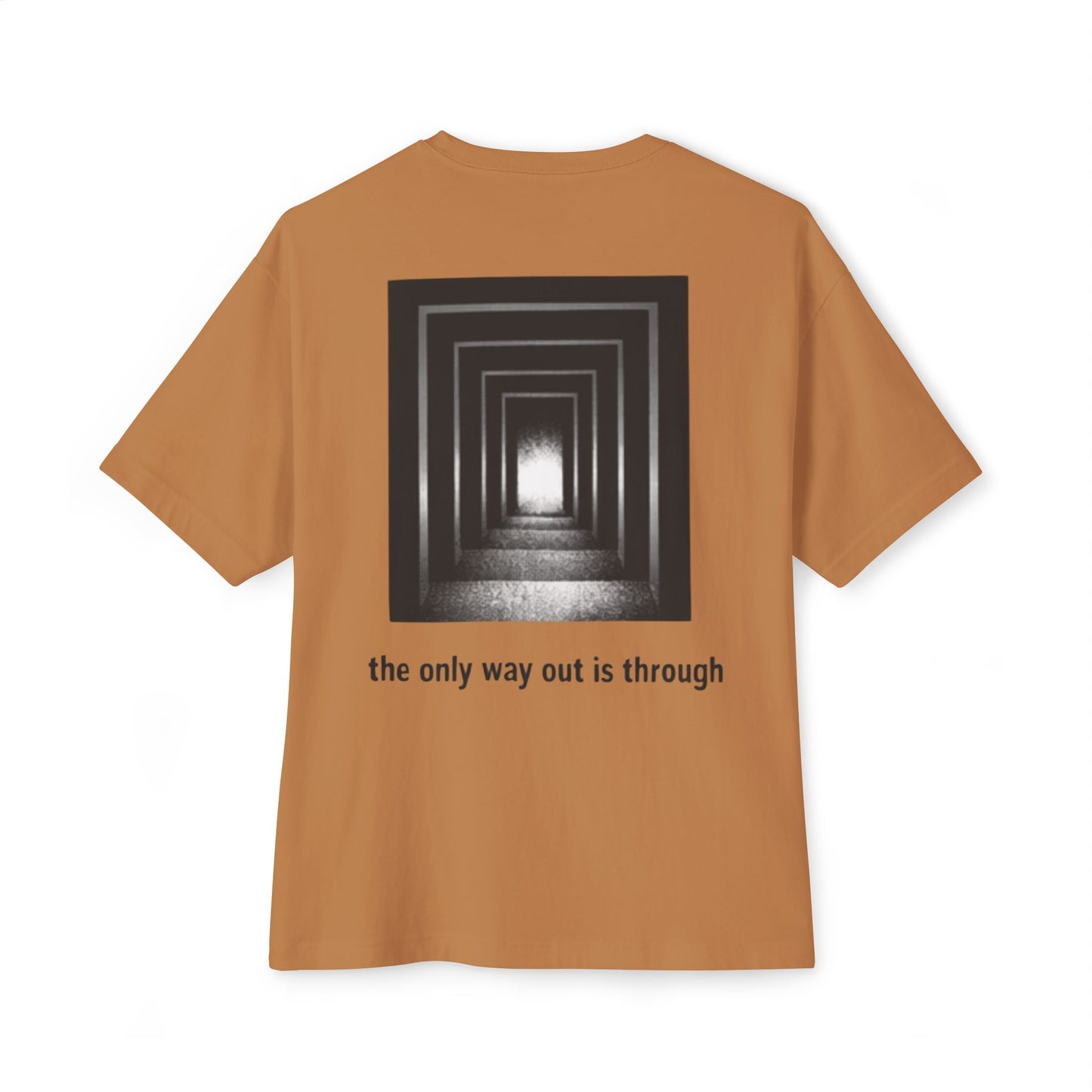 Graphic Tee — 'The Only Way Out Is Through' Monochrome Tunnel Tee