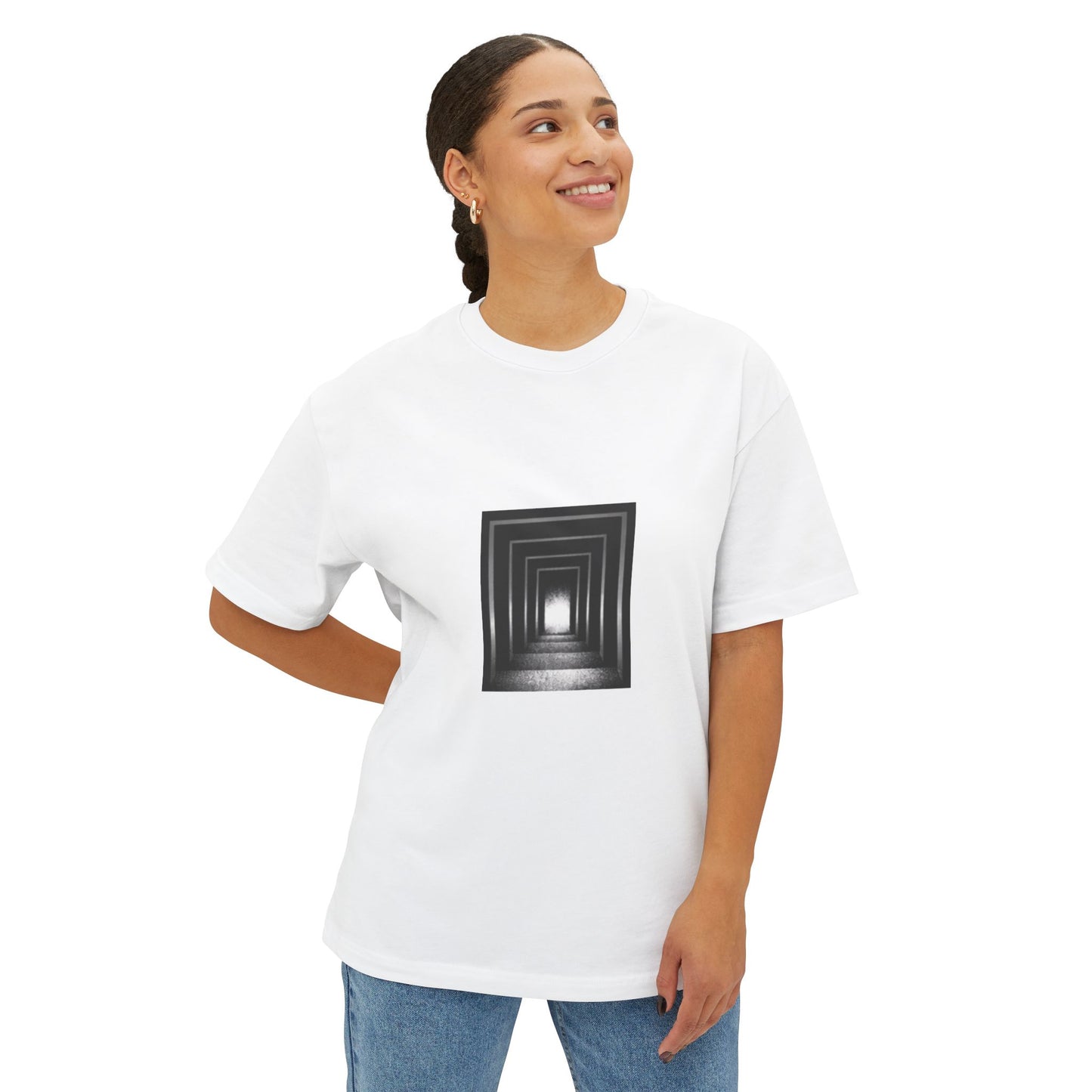Graphic Tee — 'The Only Way Out Is Through' Monochrome Tunnel Tee