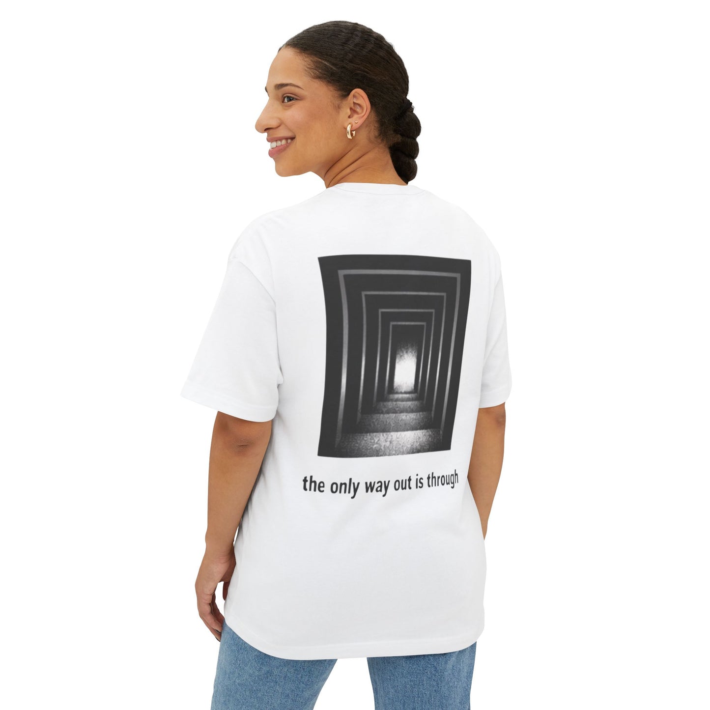 Graphic Tee — 'The Only Way Out Is Through' Monochrome Tunnel Tee